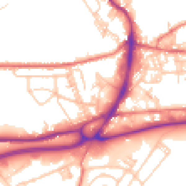 Daytime road noise heatmap for BB4 8SX
