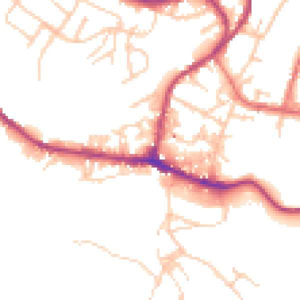 Daytime road noise heatmap for BB4 9AB