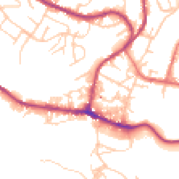 Daytime road noise heatmap for BB4 9AE