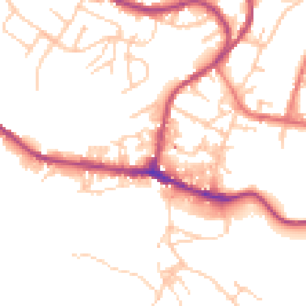 Daytime road noise heatmap for BB4 9AF