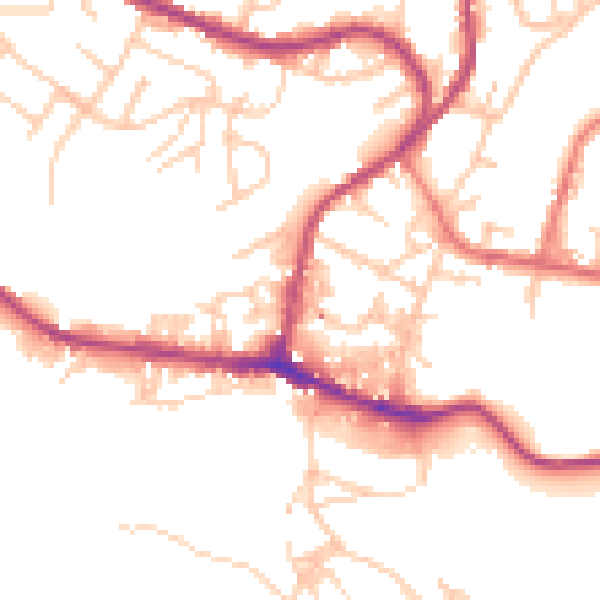Daytime road noise heatmap for BB4 9AG