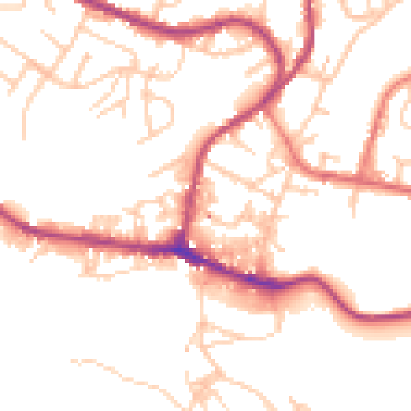Daytime road noise heatmap for BB4 9AL