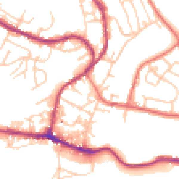 Daytime road noise heatmap for BB4 9AZ
