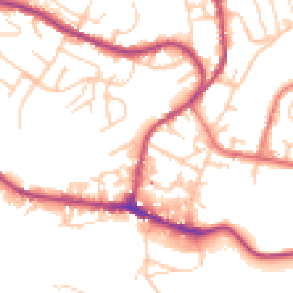 Daytime road noise heatmap for BB4 9DB