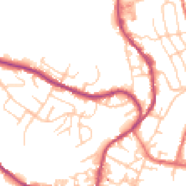 Daytime road noise heatmap for BB4 9EH