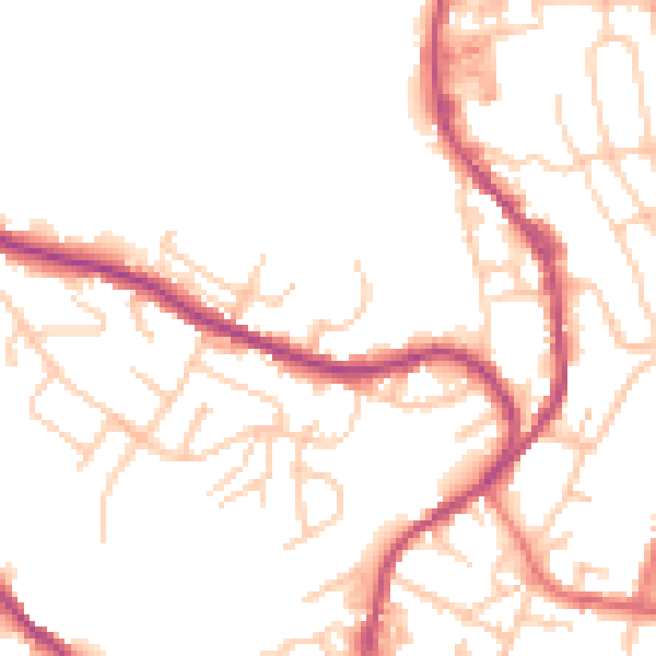 Daytime road noise heatmap for BB4 9EW