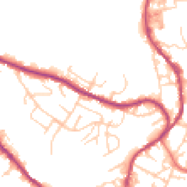 Daytime road noise heatmap for BB4 9EX
