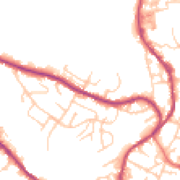 Daytime road noise heatmap for BB4 9EY
