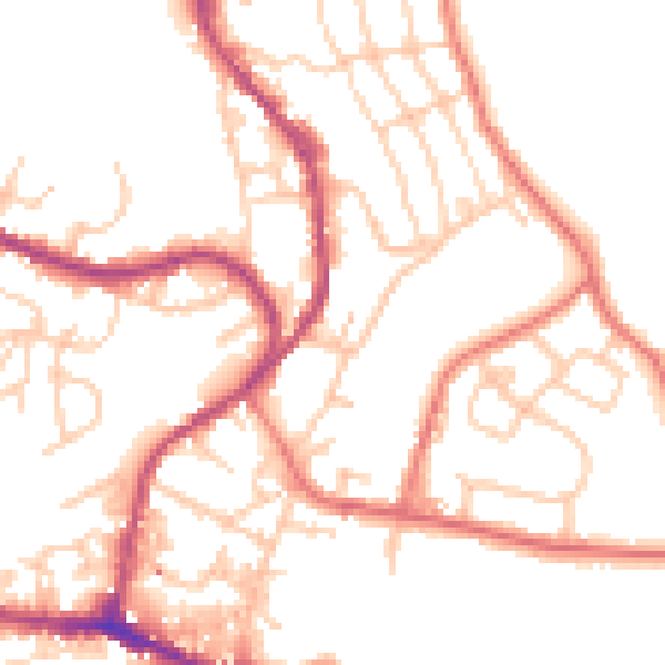 Daytime road noise heatmap for BB4 9SN