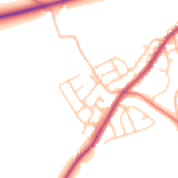 Daytime road noise heatmap for BB6 8HF