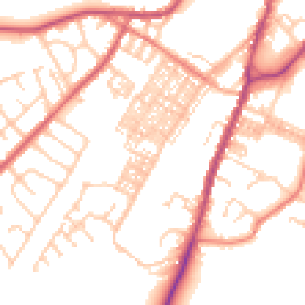 Daytime road noise heatmap for BB7 1BF