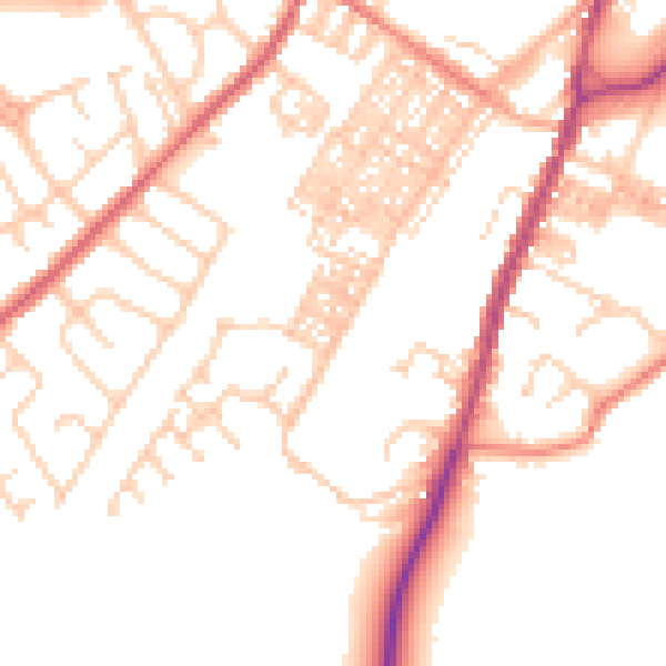 Daytime road noise heatmap for BB7 1BN