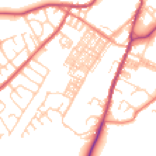 Daytime road noise heatmap for BB7 1BZ