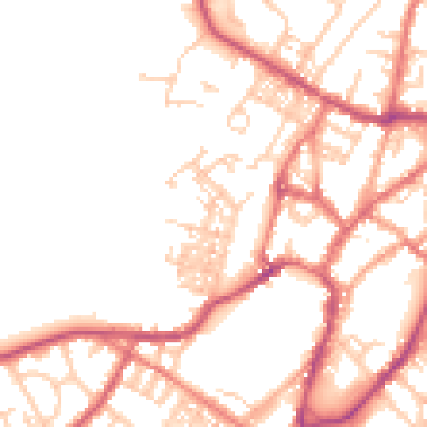 Daytime road noise heatmap for BB7 2DY