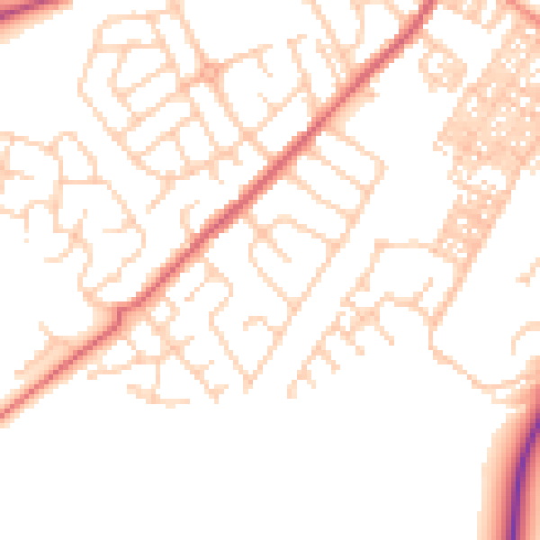 Daytime road noise heatmap for BB7 2QH