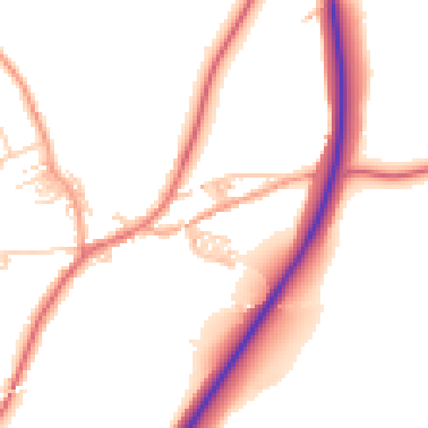 Daytime road noise heatmap for BB7 4AU