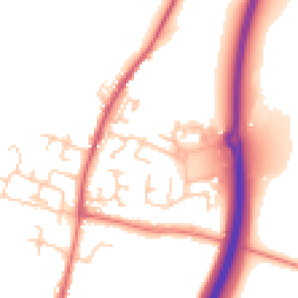 Daytime road noise heatmap for BB7 9GW