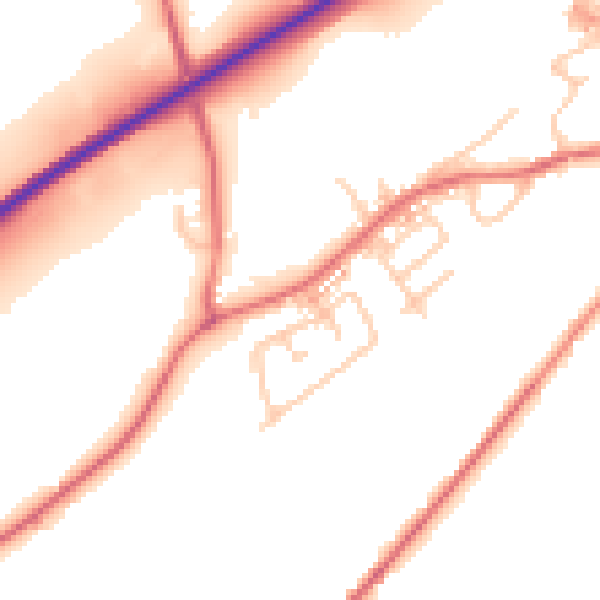Daytime road noise heatmap for BB7 9LQ