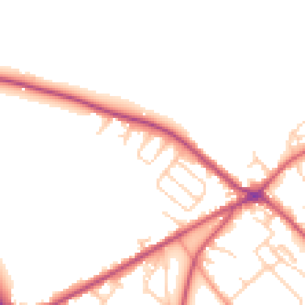 Daytime road noise heatmap for BD11 1AD