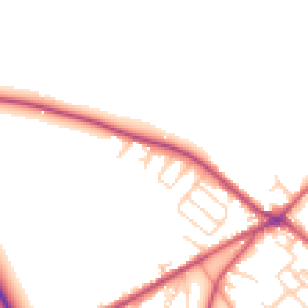 Daytime road noise heatmap for BD11 1AE