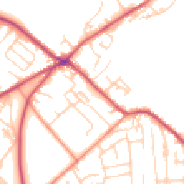Daytime road noise heatmap for BD11 1AN