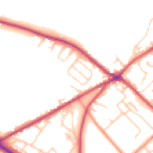 Daytime road noise heatmap for BD11 1AP