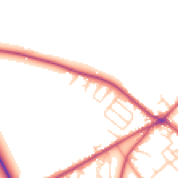 Daytime road noise heatmap for BD11 1AQ