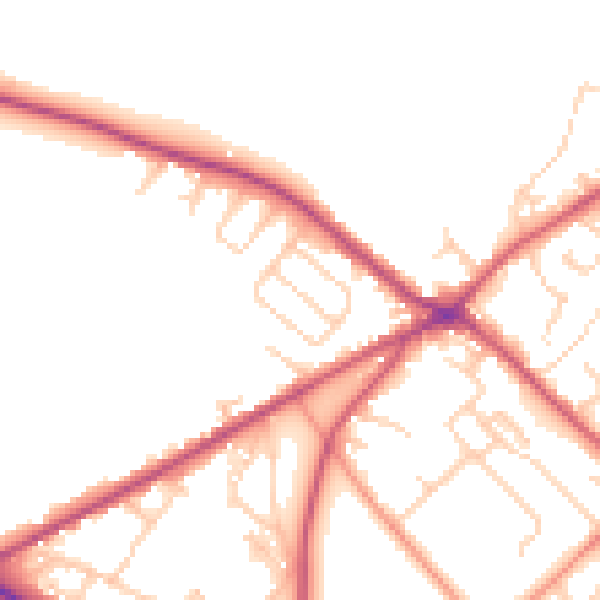 Daytime road noise heatmap for BD11 1AR