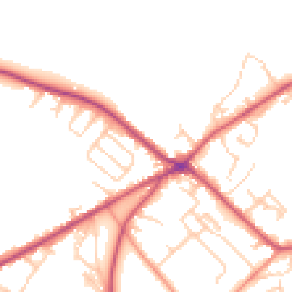Daytime road noise heatmap for BD11 1AS