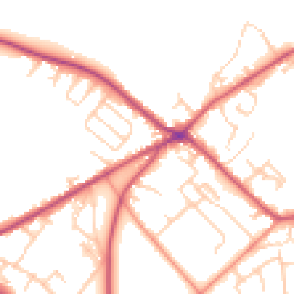 Daytime road noise heatmap for BD11 1AU