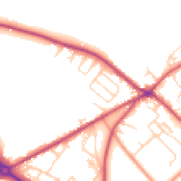 Daytime road noise heatmap for BD11 1AW