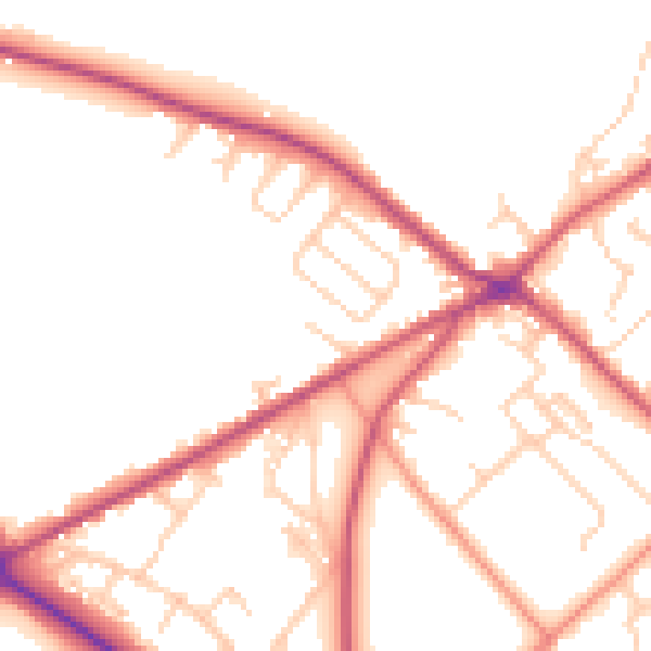 Daytime road noise heatmap for BD11 1AX