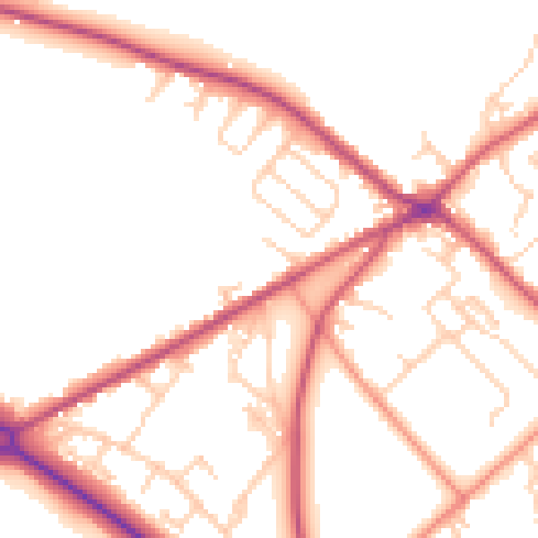 Daytime road noise heatmap for BD11 1AY