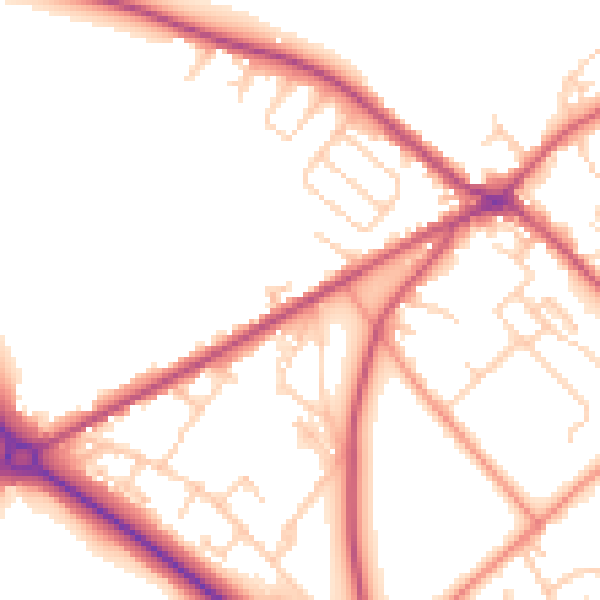 Daytime road noise heatmap for BD11 1BB