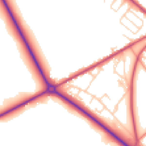 Daytime road noise heatmap for BD11 1BD