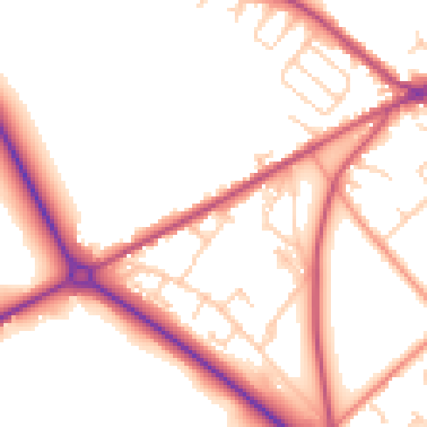 Daytime road noise heatmap for BD11 1BE