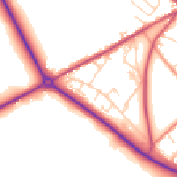 Daytime road noise heatmap for BD11 1BJ