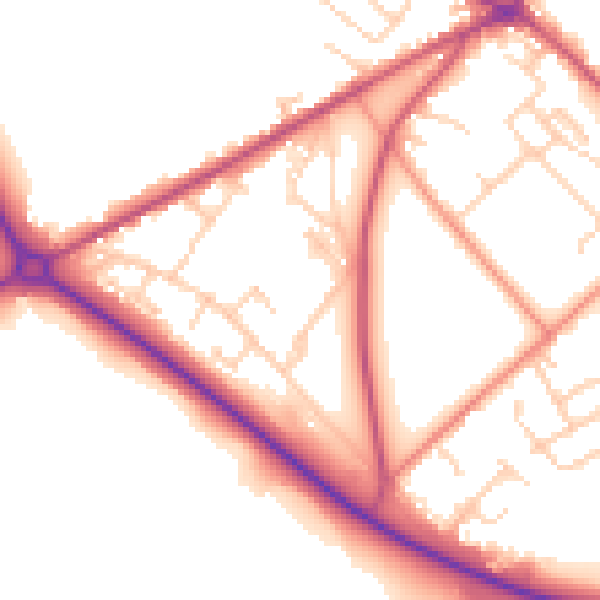 Daytime road noise heatmap for BD11 1BL