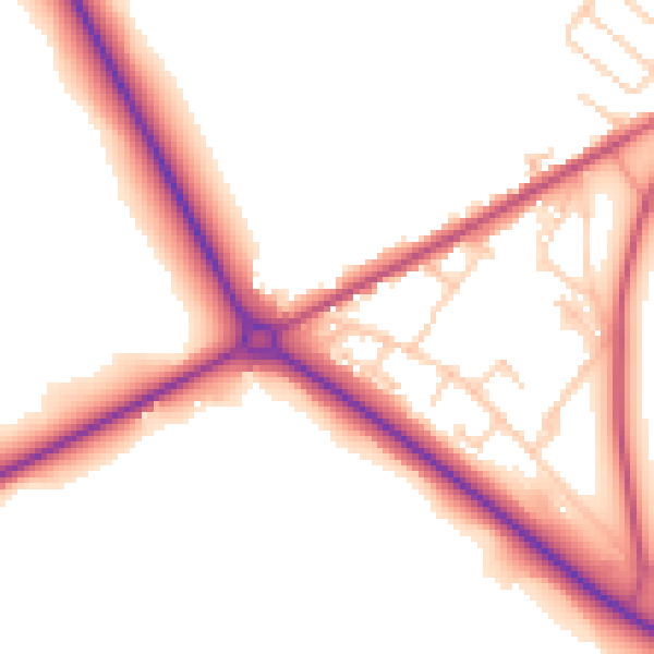 Daytime road noise heatmap for BD11 1BN