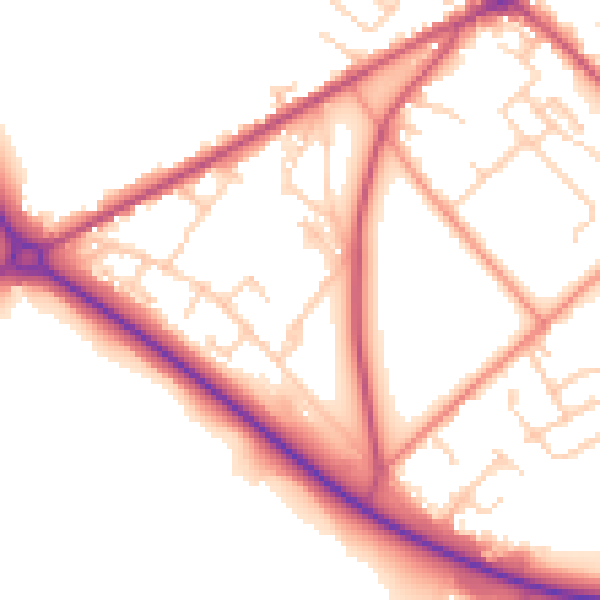 Daytime road noise heatmap for BD11 1BP