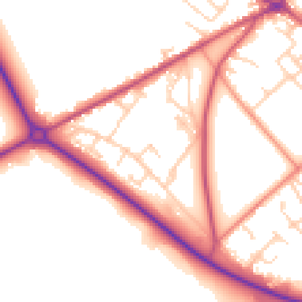 Daytime road noise heatmap for BD11 1BT