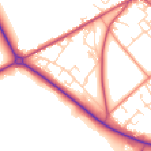Daytime road noise heatmap for BD11 1BW
