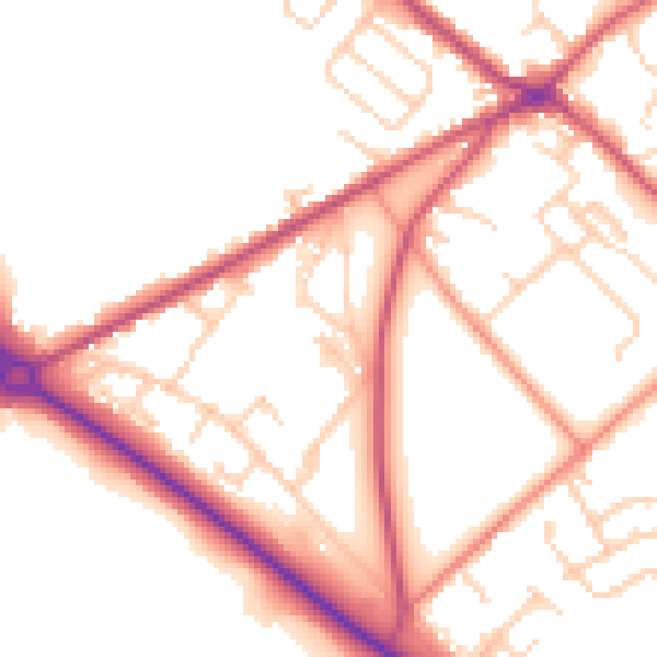 Daytime road noise heatmap for BD11 1BX