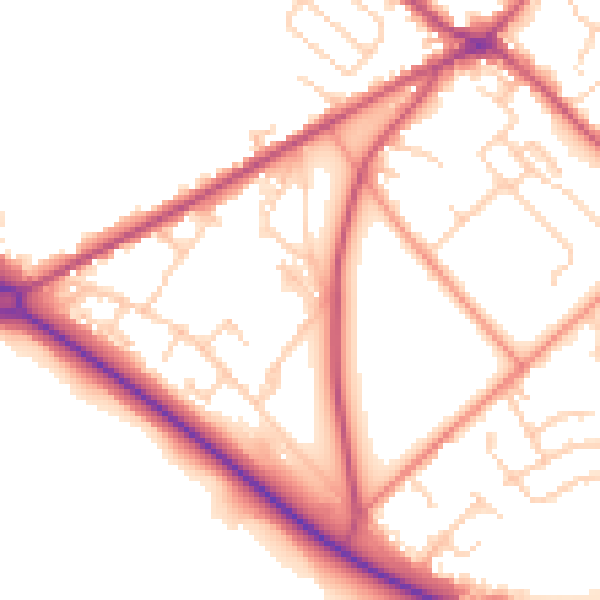 Daytime road noise heatmap for BD11 1DA