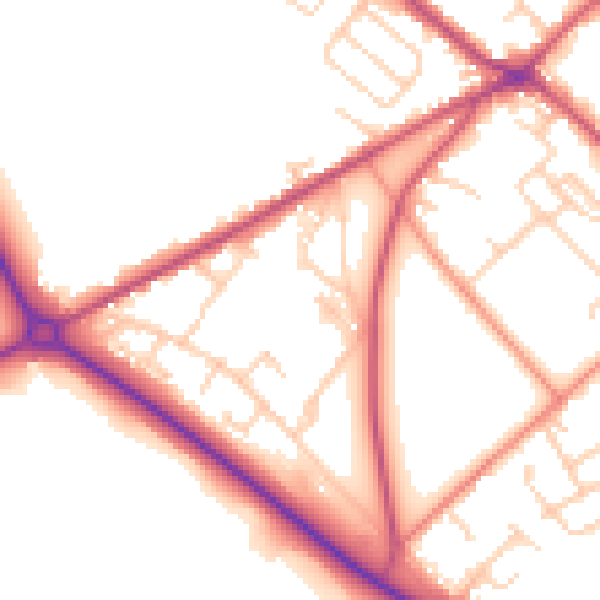 Daytime road noise heatmap for BD11 1DB