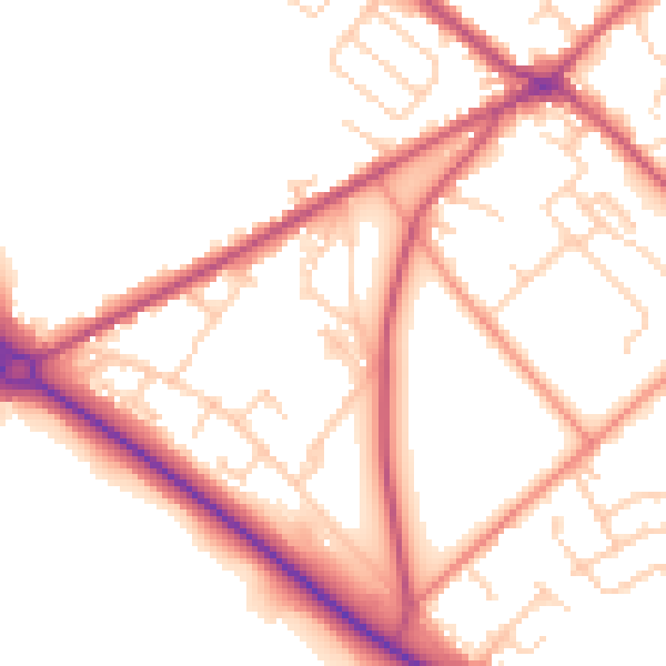 Daytime road noise heatmap for BD11 1DD