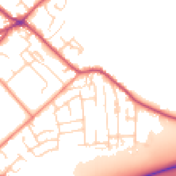 Daytime road noise heatmap for BD11 1DE