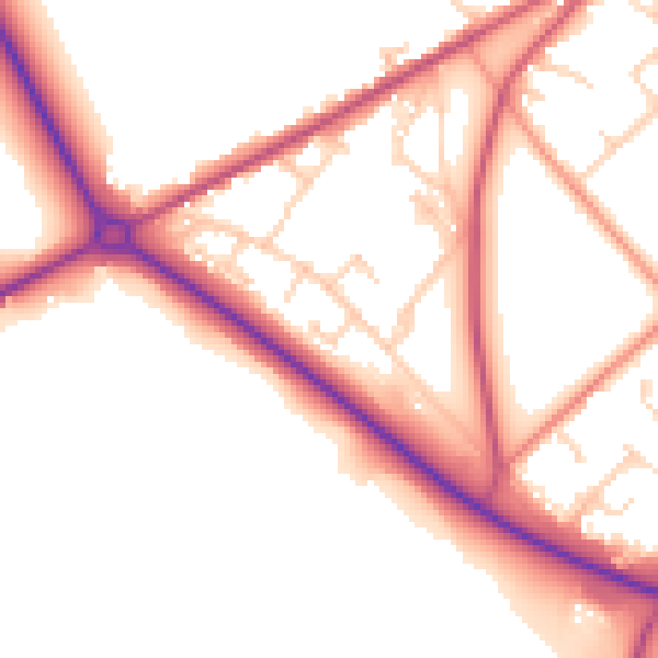 Daytime road noise heatmap for BD11 1DQ
