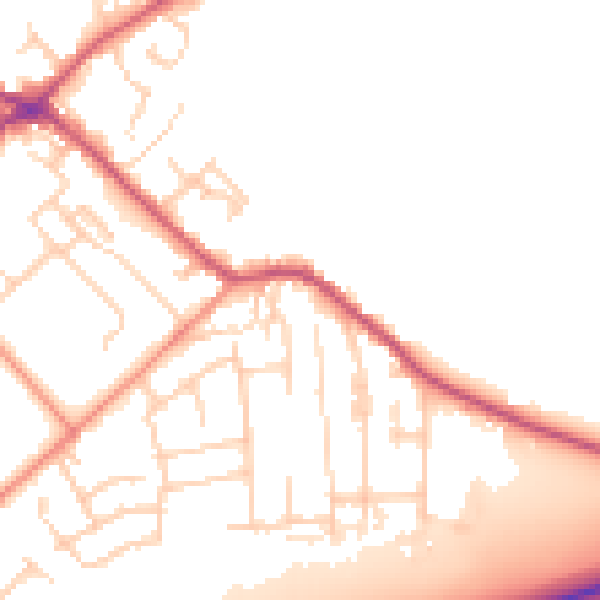 Daytime road noise heatmap for BD11 1DZ