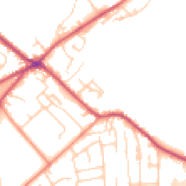 Daytime road noise heatmap for BD11 1EW